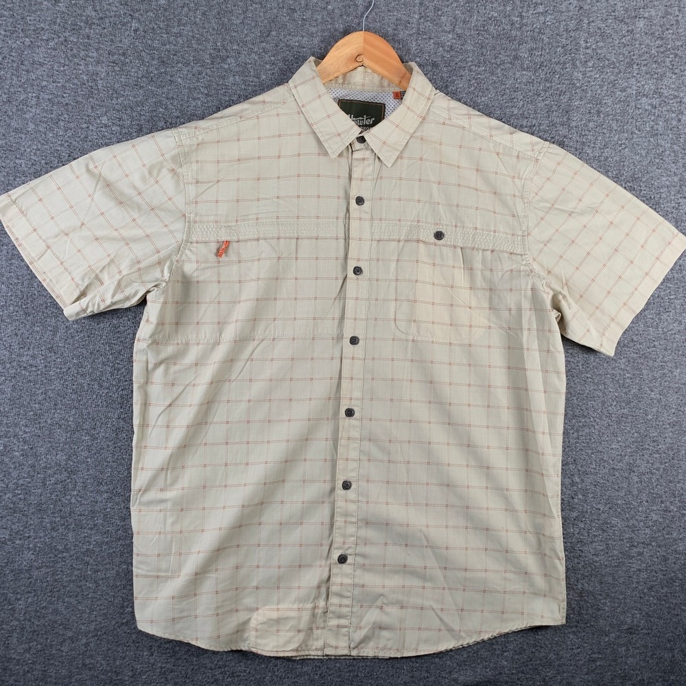 Howler Bros Shirt Men Extra Large Beige Vented Fishing Camping Short Sleeve